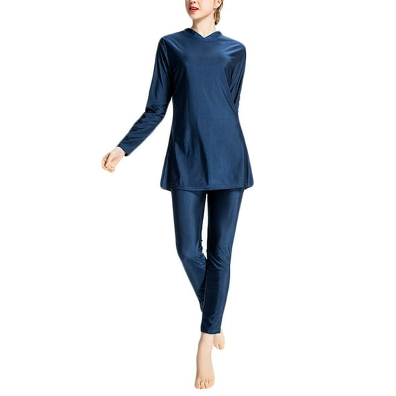 Roncen Women's Solid Muslim Sportswear Set - Conservative Southeast Asian Style Three-Piece Outfit with Comfortable & Modest Activewear Design