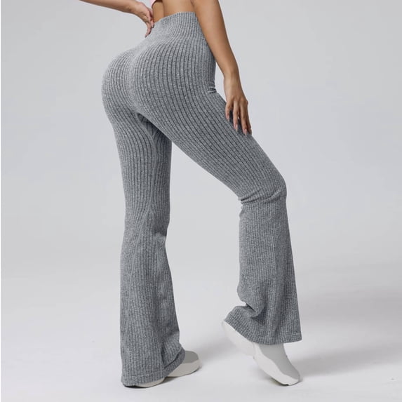 Roncen Women's Solid Seamless High-Waisted Yoga Pants - Tummy Control Flared Leg Workout Pants for Fitness & Gym with Butt Lifting Design