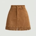 thumbnail image 1 of Roncen Women's Solid Short Skirt - Stylish Fringe & Studded Detailing, Casual Mini A-Line Skirt with Edgy Trims for Daily Wear, 1 of 7