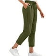thumbnail image 1 of Roncen Women's Solid Stretch Jogger Pants - Quick-Dry Elastic Waist with DNatural​​string, Zippered Pockets & Casual Sporty Design for Active Lifestyle, 1 of 5