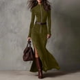 thumbnail image 1 of Roncen Women's Solid Suede Halfer Zip Jumpsuit with Mermaid Hem and Belt, Elegant Turtleneck Casual Dress, 1 of 8