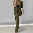 thumbnail image 1 of Roncen Women's Solid Suit Set - Long Sleeve Buttoned Blazer & Tailored Straight-Leg Trousers for Professional Office Wear, 1 of 9