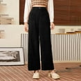 thumbnail image 1 of Roncen Women's Solid Velvet Pants - Loose Fit Casual Straight Leg Trousers with Versatile Style & Pockets, 1 of 9