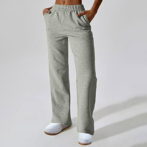 Roncen Women's Solid Wide Leg Pants - Loose Fit Elastic Waist Casual Trousers with Comfortable Stretch Fabric