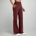 thumbnail image 1 of Roncen Women's Solid Yoga Pants - High-Waisted Elastic Sports Casual Trousers with Side Pockets & Slit Design, 1 of 6