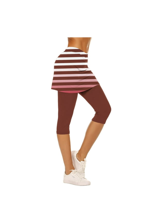 Women's Sporty Yoga Capri Pants - Summer Two-in-One Skirt Design with Elastic Waist & Breathable Fabric for Workout & Casual Wear