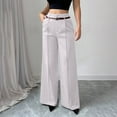 thumbnail image 1 of Roncen Women's Straight High-Waisted Wide Leg Zipper Two-Pocket Casual Trousers, 1 of 5