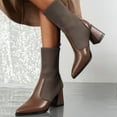 thumbnail image 1 of Roncen Women's Suede Chunky Heel Ankle Boots - Pointed Toe Fall Winter Style Comfortable Height Increasing Patent Thick Sole​​ Boots for Casual Versatile Outfits, 1 of 7