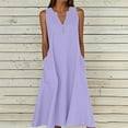 thumbnail image 1 of Roncen Women's Summer Casual Dress - Sleeveless V-Neck with Strappy Details, Designer-Inspired Lightweight Dress for Daily Outings and Beach Cover-Up, 1 of 5