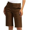 thumbnail image 1 of Roncen Women's Summer Casual Slim Twill Shorts - Mid-Length Solid Work Pants with Pockets & Plus Size Options, 1 of 8