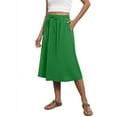 thumbnail image 1 of Roncen Women's Summer Casual Solid Color Drawstring Side Pockets Loose Fit Skirt - Breathable A-Line Midi Skirt for Beach Daily Wear, 1 of 6