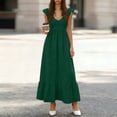 thumbnail image 1 of Roncen Women's Summer Ruffle Maxi Dress Cute Deep V Neck Cap Sleeve Flowy Dresses Beach Vacation Clothes, 1 of 6