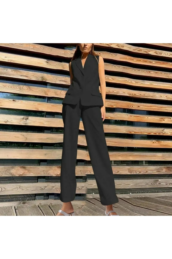 Women's Summer Two Piece Sets Pants Suits - Vest & Pants for Business Casual Office Wear