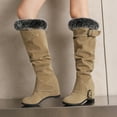thumbnail image 1 of Roncen Women's Tall Boots - Chunky Sole with Belt Buckle & Built-In Heel for Fall Winter Wear, 1 of 8