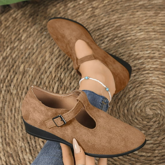Roncen Women's Thick Sole​​ Heel Sandals - Summer Fashion Casual Solid Color Pointed Toe with Buckle Strap & Comfortable Peep Toe Design (New Style)