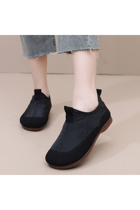 Women's Versatile Breathable Snow Boots - Soft Sole Bean Cotton Upper with Plush Lined Warmth, Comfortable Thick Sole Slip Resistant Winter Shoes for Autumn and Winter