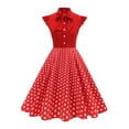 thumbnail image 1 of Roncen Women's Vintage Floral Polka Dot Dress - Retro A-Line Mini Dress with Chic Print, Elegant Wedding Guest Attire for Parties and Special Occasions, 1 of 6