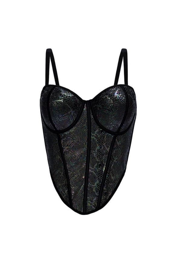 Women's Vintage Strap Party Bustier Corset Top Crop Top Bra Club Party Vest with Detachable Straps