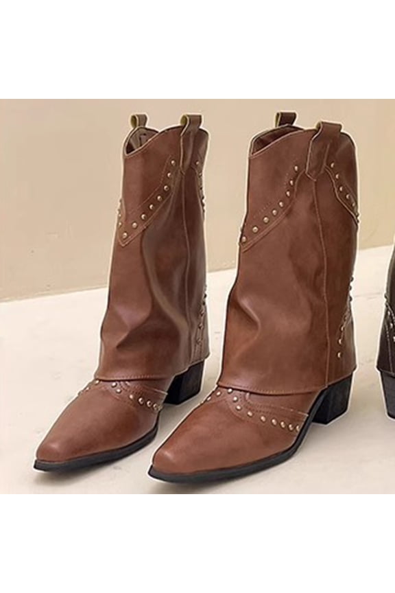 Women's Western Cowboy Riding Boots - Fashion Casual High Shaft Tall Boots with Versatile Design, Perfect for Petite