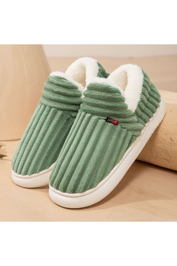 Women's Winter Fleece-Lined Indoor Slippers - Non-Slip Thick Sole Plush House Shoes with Heel Guard, Warm Slip-On Comfy Casual Footwear for Home, Anti-Cold Non-Skid Cozy Winter Shoes