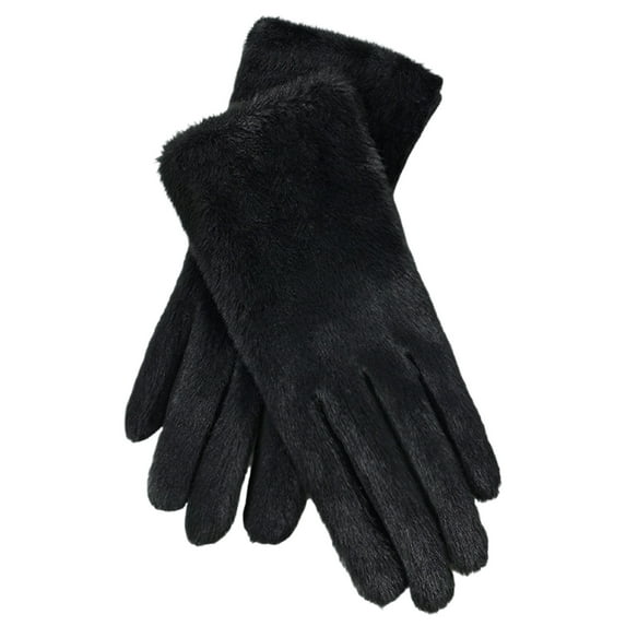 Roncen Women's Winter Gloves, Plush Faux Fur Gloves with Black Bow Detail, Thick Warm Gloves for Cold Weather