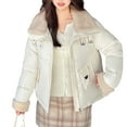 thumbnail image 1 of Roncen Women's Winter Lamb Fur Lapel Puffer Coat - Casual Thick Patchwork Down Jacket with Cozy Design and Stylish Detailing - Warm Outerwear for Cold Weather, 1 of 6