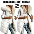 thumbnail image 1 of Roncen Women's Winter Long Sleeveless Vest Jacket - Hooded Quilted Puffer Coat with Detachable Fur Trim - Warm Outerwear with Front Zipper Closure and Side Pockets for Cold Weather, 1 of 8