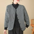 thumbnail image 1 of Roncen Women's Winter Plaid Thickened Coat - Cotton-Linen Blend Quilted Lining Warm Insulated Outerwear with Front Zipper and Side Pockets, 1 of 5