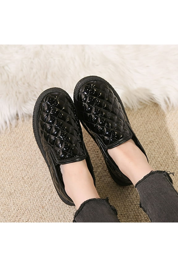 Women's Winter Plush Lined Snow Boots - Anti-Slip Warm Comfortable Slip-On Casual Bean Sole Cotton Shoes