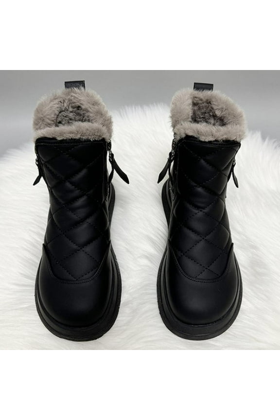 Women's Winter Snow Boots - Plush-Lined Thickened Waterproof Slip-Resistant Thermal Insulated Ankle Boots for Cold Weather