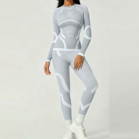 Roncen Women's Winter Thermal Base Layer Set - Round Neck Slim Fit Moisture-Wicking Underwear - Warm Skiing & Outdoor Sports Thermal Wear Solid Color Insulated Outfit