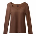 thumbnail image 1 of Roncen Women's Winter Thermal Underwear - Seamless Built-in Bra Lined Long Sleeve Base Layer - Solid Color Fleece-Lined Warm Lingerie Top for Layering, 1 of 5