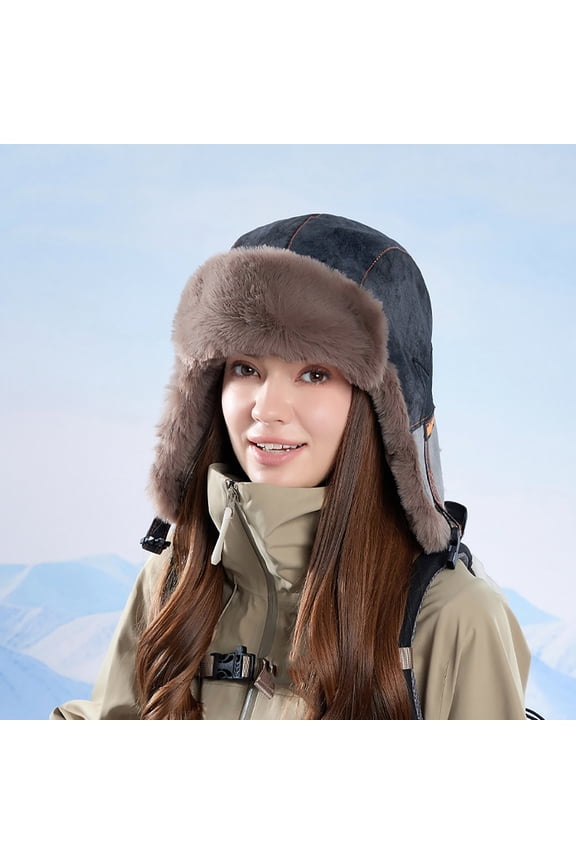 Women's Winter Trapper Hat with Ear Flaps, Fleece Lined Windproof Ski Mask for Men & Women, Cold Weather Riding Skiing Beanie