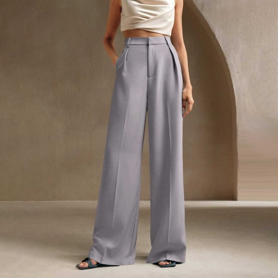 Roncen Women's Wrinkle-Free Pleated Business Wide Leg Pants Spring 2026
