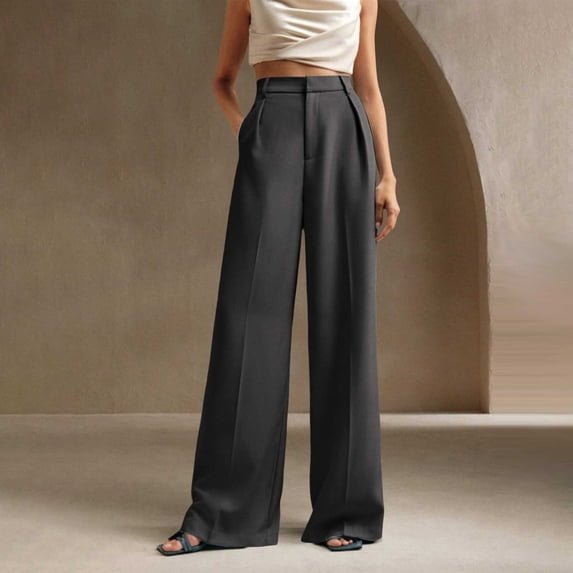 Roncen Women's Wrinkle-Free Pleated Business Wide Leg Pants Spring 2026