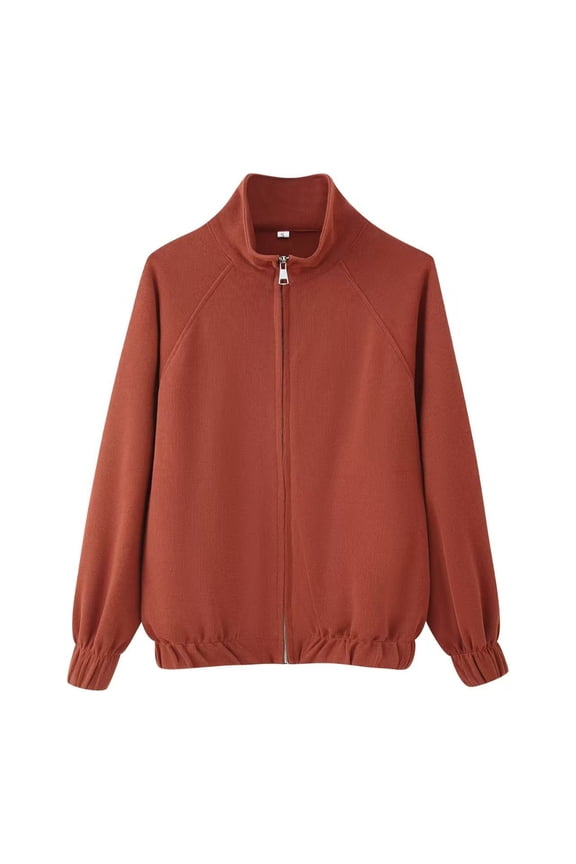 Women's Zip up Sweatshirts Jacket Stand Collar Long Sleeve Athletic Running Track Jacket with Pockets