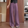 thumbnail image 1 of Roncen Women's Zipper and Button High-Waisted Straight Leg Pants with Flowy Wide Leg, 1 of 5
