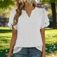 thumbnail image 1 of Roncen Womens Dressy Chiffon Blouses Summer Puff Petal Short Sleeve Shirts V Neck Casual Work Tops, 1 of 9