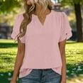 thumbnail image 1 of Roncen Womens Dressy Chiffon Blouses Summer Puff Petal Short Sleeve Shirts V Neck Casual Work Tops, 1 of 9