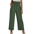 thumbnail image 1 of Roncen Womens Linen Pants Wide Leg Casual Loose High Waist Drawstring Palazzo Capri with Pockets, 1 of 1