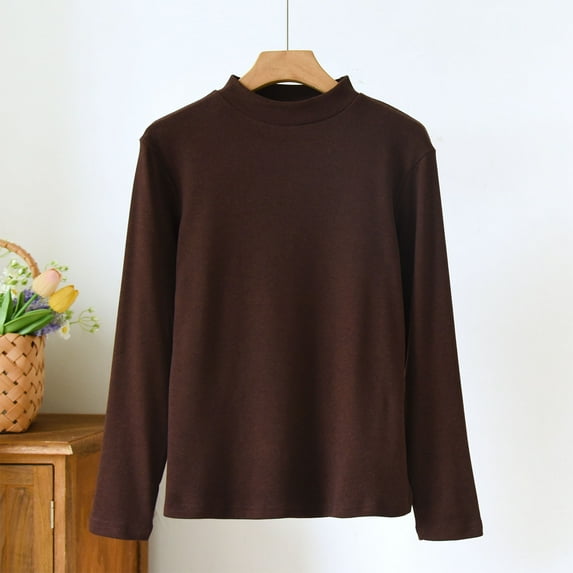 Roncen Womens Long Sleeve Mock Turtleneck Stretch Fitted Thermal Underlayer Shirts
