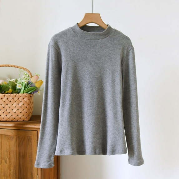 Roncen Womens Long Sleeve Mock Turtleneck Stretch Fitted Thermal Underlayer Shirts