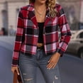 thumbnail image 1 of Roncen Womens Plaid Cropped Shacket Button Down Flannel Shirts Pockets Long Sleeve Light Jacket Spring Winter Fashion Coats, 1 of 6