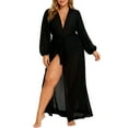thumbnail image 1 of Roncen Womens Plus Size Kimono Robes Long Silk Bathrobe V Neck Ladies Loungewear Lightweight Soft Sleepwear, 1 of 5