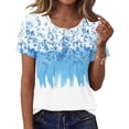 thumbnail image 1 of Roncen Short Sleeve Shirts for Women Pleated Crewneck Cute Blouses Dressy Casual Elegant Tops Loose peasant Summer T-Shirts, 1 of 8