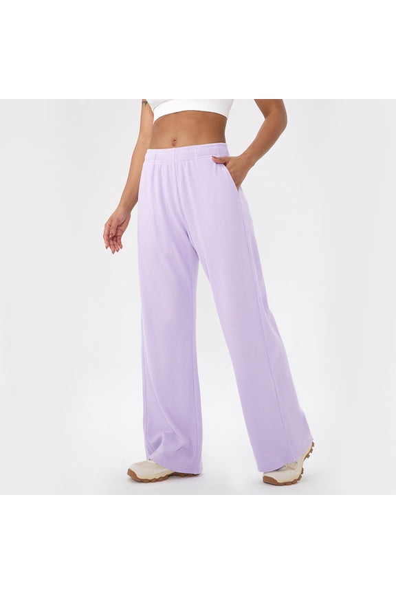 Womens Straight Leg Sweatpants Cotton High Waisted Baggy Athletic Joggers Lounge Pants with Pockets