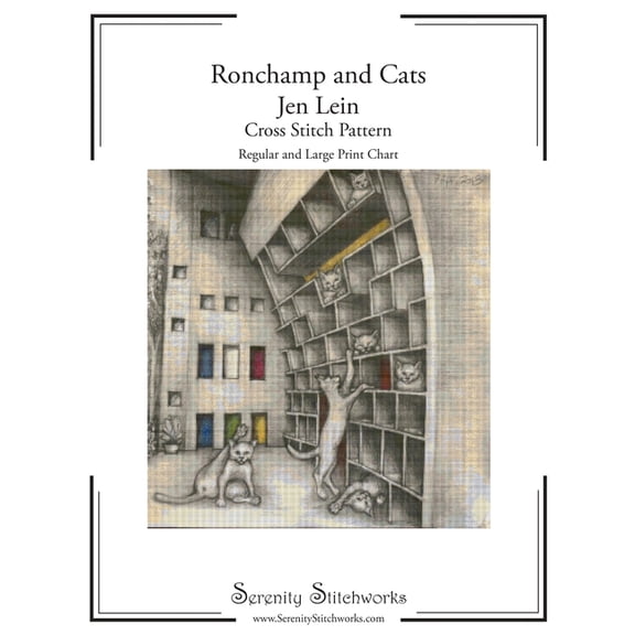 Ronchamp and Cats - Jen Lein - Cross Stitch Pattern: Regular and Large Print Chart (Paperback)