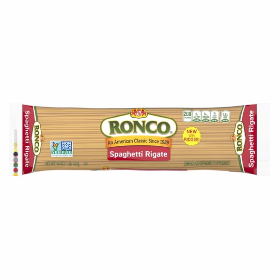 Ronco Rigate Spaghetti - Time-Tested Pasta Perfection, 16 oz (24-Pack Case)