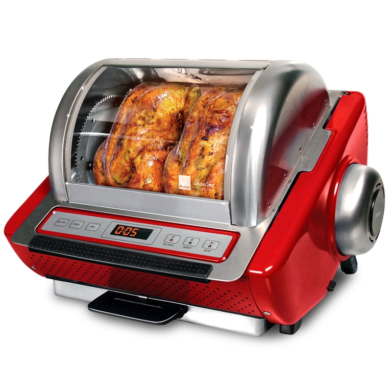 Ronco EZ-Store Rotisserie Oven, Large Capacity, Red, with Digital