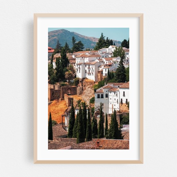 Ronda - Andalusia - Spain 1 - Ronda Andalusia Spain Photography Architecture Rural Travel Poster Scenic Landscape City Vintage Oak Framed Wall Art Print 5 x 7 inches